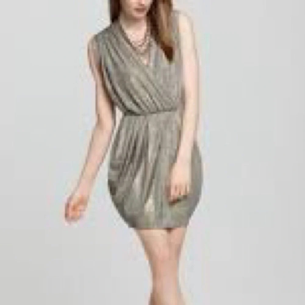 Black Halo Jill Draped Grecian Style Mini Dress in Light Grey - Size XS